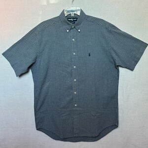 Ralph Lauren Blake Men Blue Plaid Button Down Short Sleeve Shirt  Medium Preppy